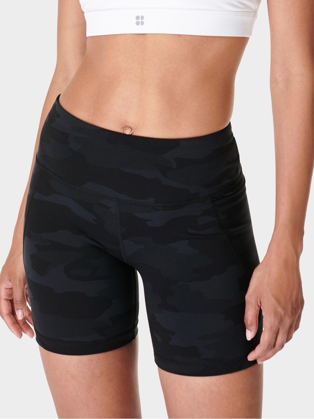 Sweaty Betty Power 6" Biker Shorts - S Ultra Black Camo Print